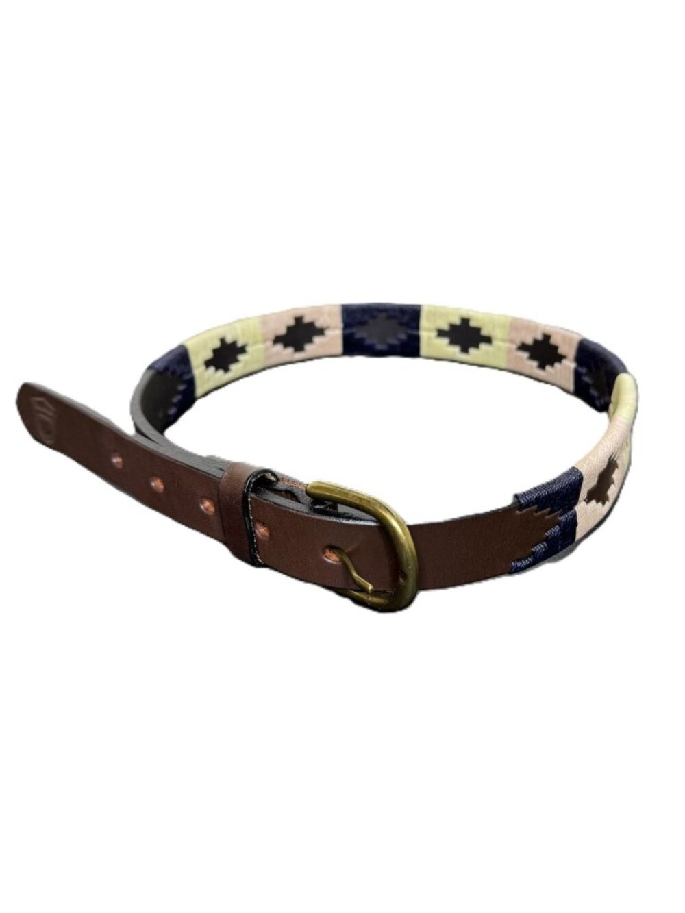 Arandu Kids Blue & Pink Woven Brown Skinny Pampas Polo Belt, Size 70